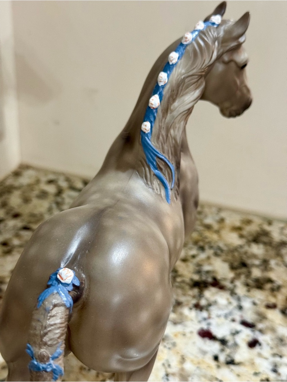 BREYER HORSE retired Collectible dapple grey Shire with blue ribbons